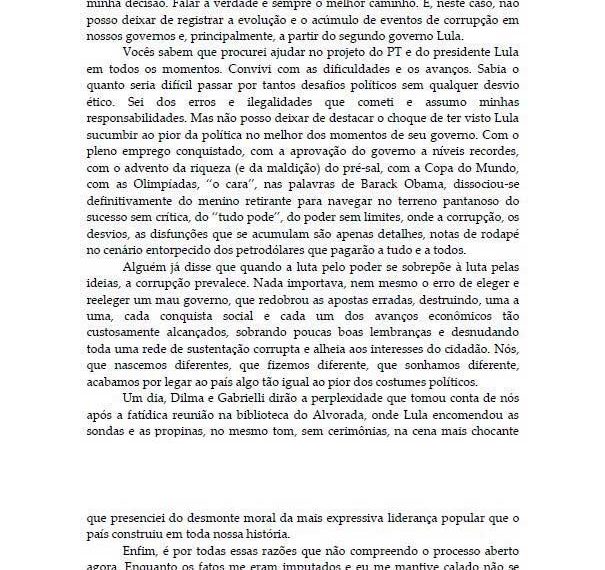 Carta De Palocci Cita A Es Contra Lula