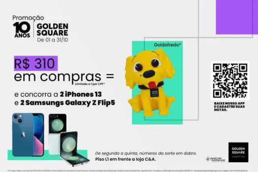 Aniversário do Golden Square terá sorteio de 4 smartphones última geração