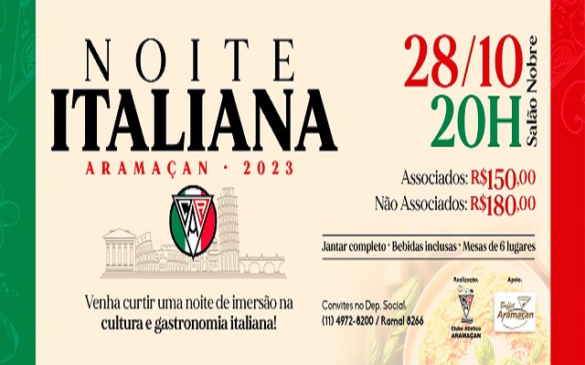 Noite Italiana do Aramaçan: Uma jornada inesquecível pela cultura e gastronomia italiana