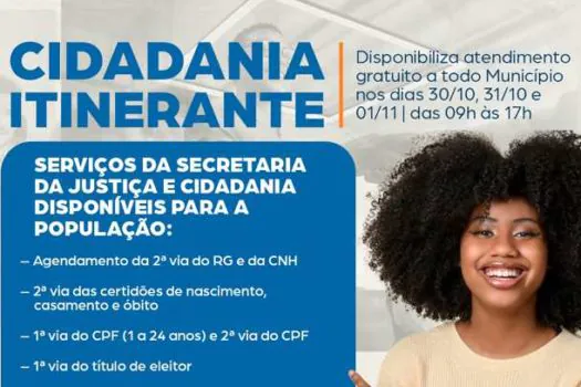 Ação Cidadania Itinerante começa em Diadema nesta segunda-feira (30)