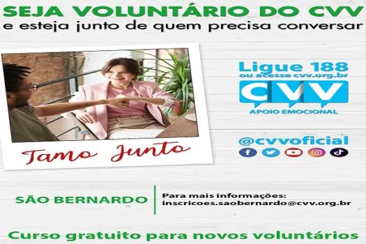 CVV de São Bernardo busca voluntários para reforçar atendimento