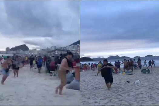 Torcedores de Fluminense e Boca Juniors brigam na Praia de Copacabana