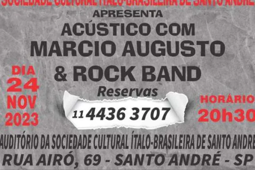 Sociedade Ítalo-Brasileira de Santo André apresenta show acústico com Marcio Augusto