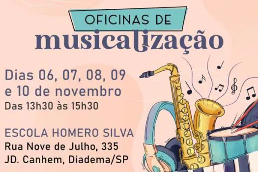 Oficinas gratuitas de musicalização beneficiam 60 crianças em Diadema