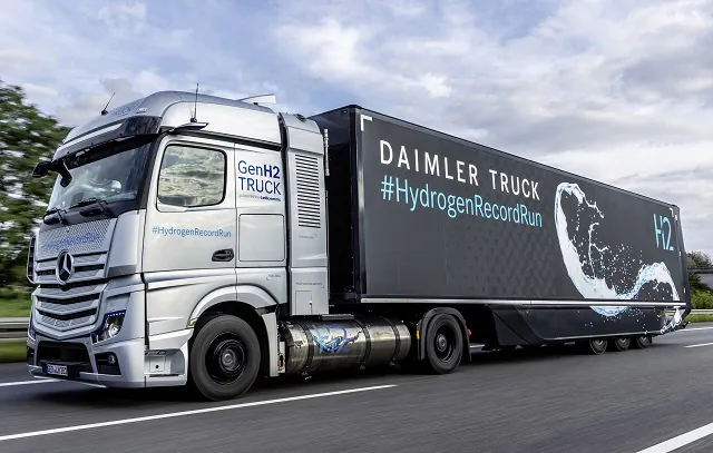 Daimler Truck #HydrogenRecordRun: Mercedes-Benz GenH2 Truck knackt 1.000-Kilometer-Marke mit einer Tankfüllung flüssigem WasserstoffDaimler Truck #HydrogenRecordRun: Mercedes-Benz GenH2 Truck cracks 1,000 kilometer mark with one fill of liquid hydroge