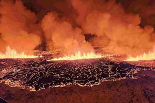 Na Islândia, vulcão entra em erupção pela terceira vez desde dezembro