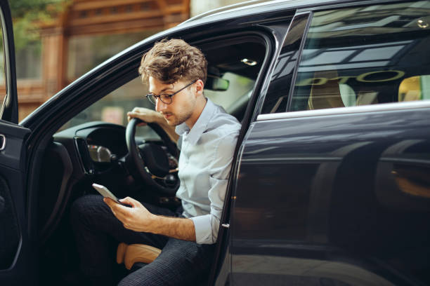 Man driving his car