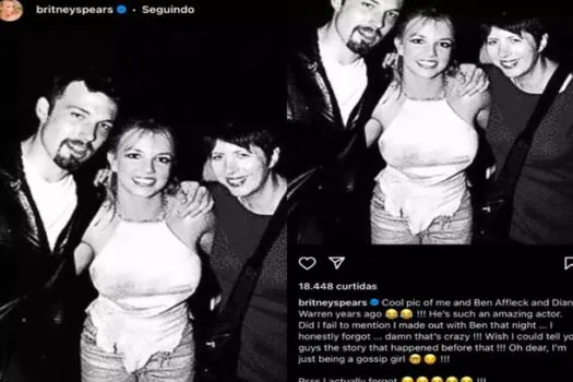 Britney Spears revela ficada com Ben Affleck: ‘Olha eu sendo fofoqueira’