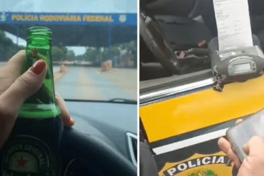 Motorista posta foto com cerveja ao volante e é multada na BR-40