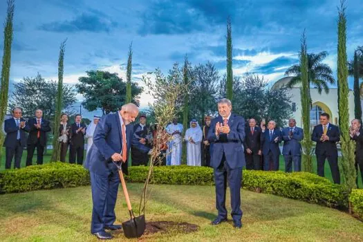 Lula planta pé de oliveira em Embaixada e pergunta quando nascem as uvas