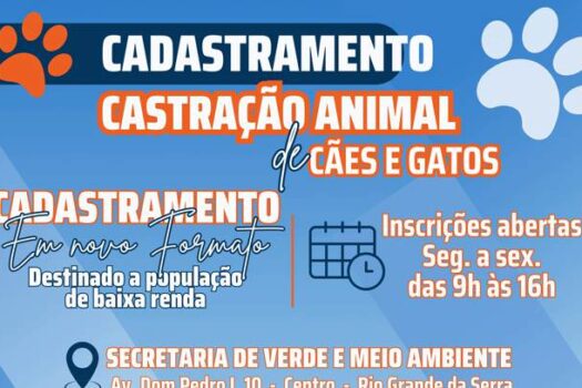 Rio Grande da Serra abre cadastramento para castração animal