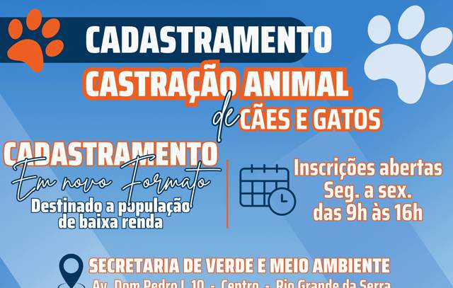 Rio Grande da Serra abre cadastramento para castração animal