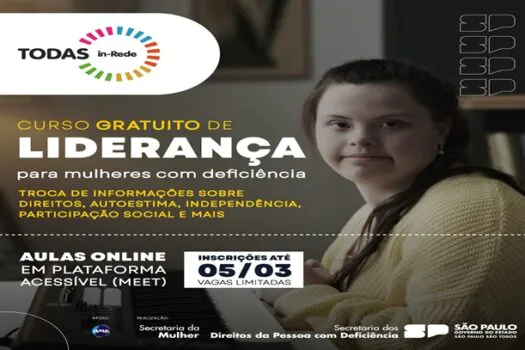 Mulheres com deficiência podem se inscrever no curso de Liderança e Empoderamento Feminino