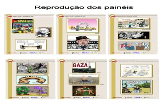 Exposição de charges e cartuns na FESPSP denuncia o genocídio do povo palestino