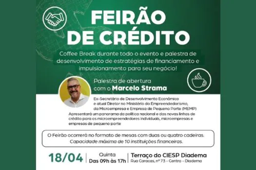 Feirão de Crédito acontece na próxima quinta em Diadema