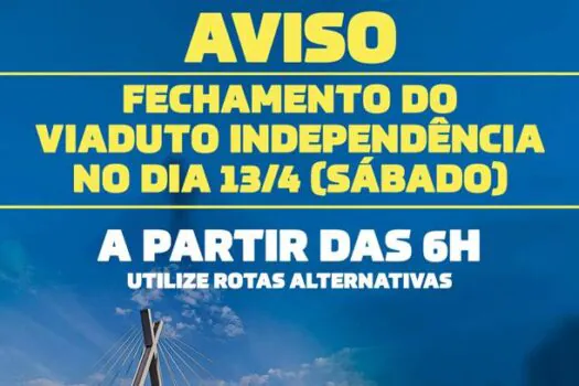 Interdição total do Viaduto Independência nos dias 13 e 20/4