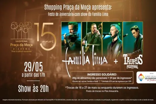 Shopping Praça da Moça festeja aniversário em parceria com Fundo Social de Diadema