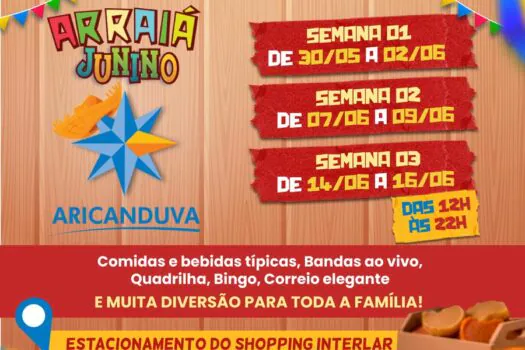 Shopping Interlar Aricanduva recebe Festa Junina com muita gastronomia, música e brincadeiras