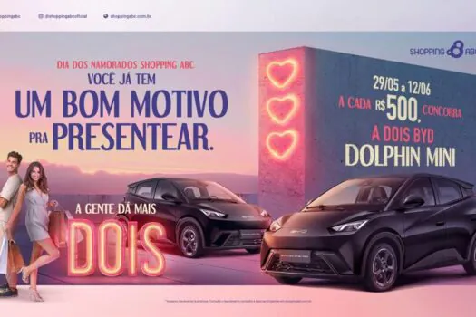 Dia dos Namorados no Shopping ABC presenteia apaixonados com dois Dolphin Mini, da BYD