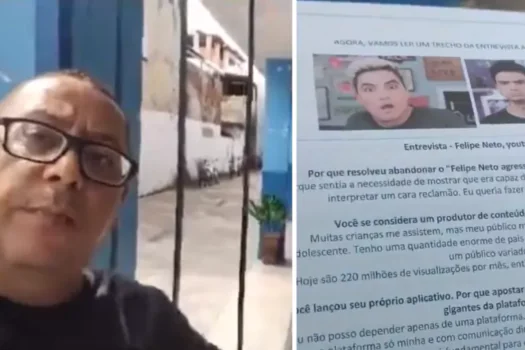 Homem vira réu após xingar Felipe Neto ao vê-lo em apostila de escola