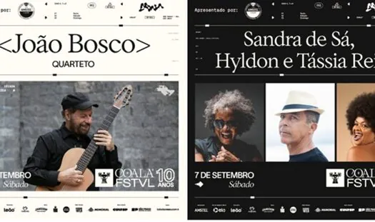 Coala Festival confirma João Bosco e apresentação especial de Sandra de Sá convidando Hyldon e Tássia Reis