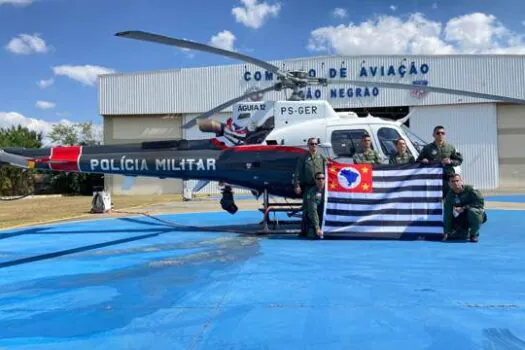 Apoio do Governo de SP a desabrigados no RS é ampliado com helicóptero Águia