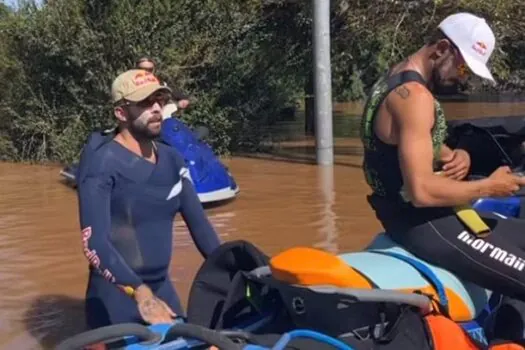 Pedro Scooby exibe moto aquática quebrada após dia de resgate no RS