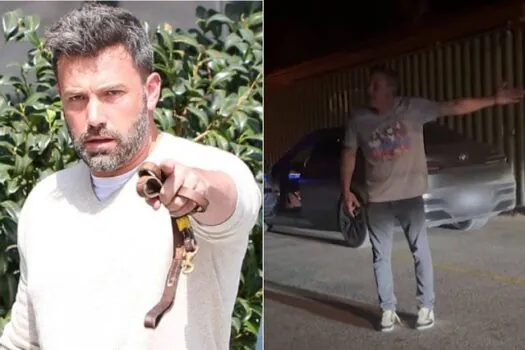 Ben Affleck discute e toma celular de paparazzo na porta de sua casa com Jennifer Lopez