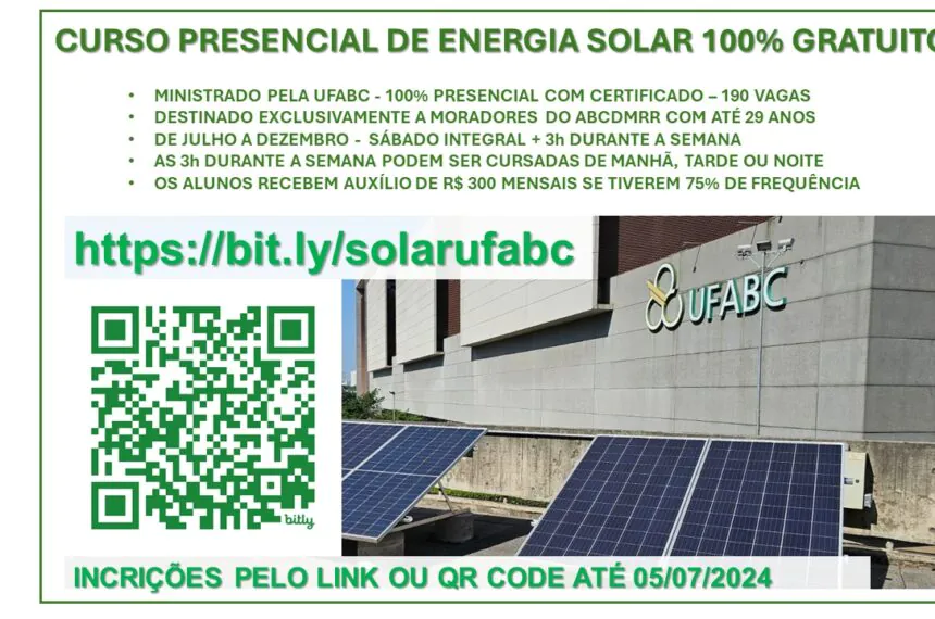 Inscrições abertas: Curso de Energias Renováveis