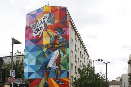 Eduardo Kobra pinta mural em cidade francesa que recebe delegação brasileira nos Jogos Olímpicos