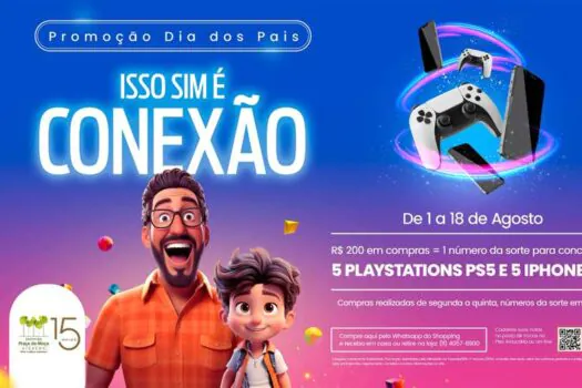 Dia dos Pais: Shopping Praça da Moça sorteia Iphone 15 e PlayStation 5