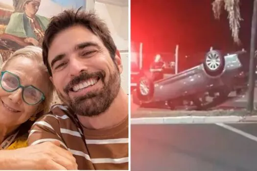 Mãe do ator Reynaldo Gianecchini sofreu um acidente e capotou o carro na cidade de Birigui (SP).