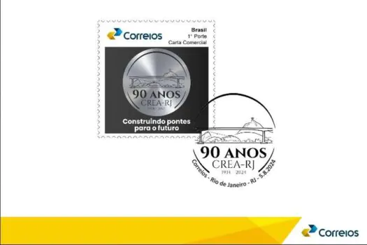 Selo e carimbo dos Correios comemoram 90 anos do Crea-RJ