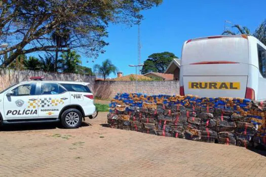 Polícia encontra 1 tonelada de maconha em assoalho de ônibus rural em Palmital