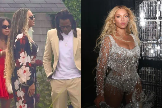 Beyoncé usa conjunto de top e saia de marca brasileira em casamento de ex-assistente pessoal