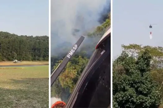 Helicópteros da PM auxiliam combate a incêndios em vegetações de quase 40 cidades de SP