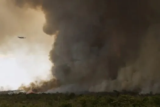 Fogo do Parque Nacional de Brasília se aproxima das casas