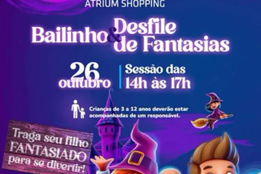 Halloween no Atrium Shopping tem caça aos doces, bailinho e concurso de fantasia