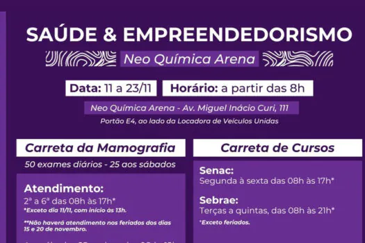 SP Mulher e Corinthians se unem para ofertar mamografias e cursos de empreendedorismo em Itaquera