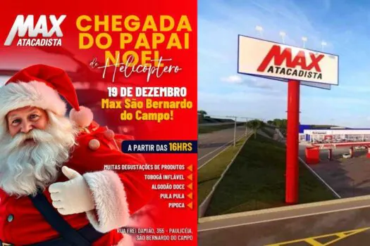 Papai Noel chega ao Max Atacadista de São Bernardo nesta quinta-feira (19)