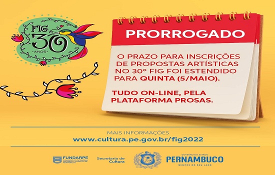 Prorrogadas as inscrições de propostas artísticas