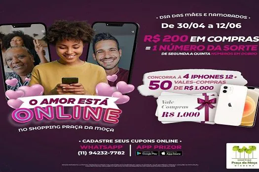 Shopping Praça da Moça anuncia sorteio de 4 iPhones 12 e 50 mil reais em vales-compras