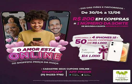 Shopping Praça da Moça anuncia sorteio de 4 iPhones 12 e 50 mil reais em vales-compras