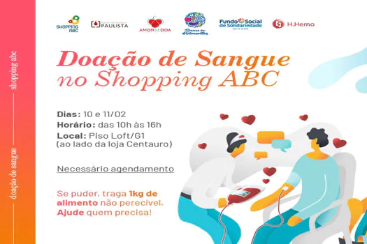 Shopping ABC recebe nova campanha de doação de sangue a partir do dia 10/02