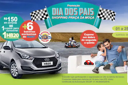 Shopping Praça da Moça sorteia um HB20 e corridas no kartódromo de Interlagos