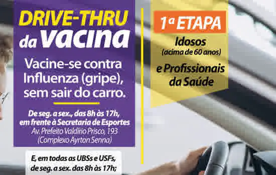 Ribeirão Pires terá “drive-thru” de vacinação para idosos e profissionais da Saúde