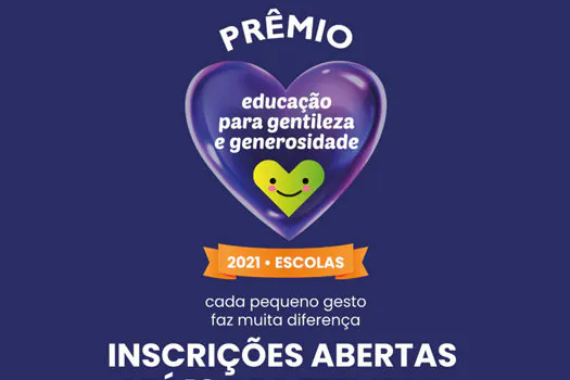 Inscrições para o Prêmio Educação para Gentileza e Generosidade 2021 já estão abertas