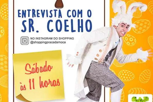 Coelhinho da Páscoa visita Instagram do Shopping Praça da Moça