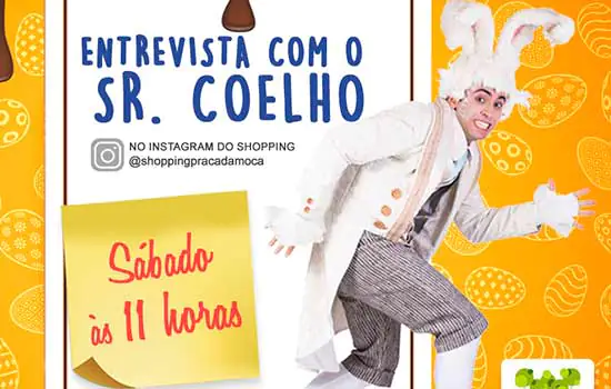 Coelhinho da Páscoa visita Instagram do Shopping Praça da Moça