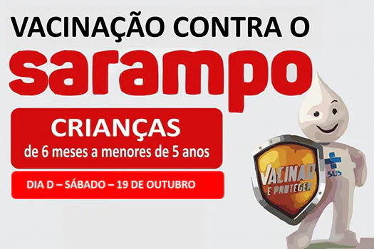 Vacinação contra o sarampo terá ‘Dia D’ neste sábado, 19